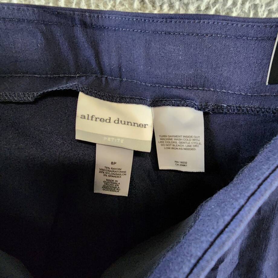 Alfred Dunner Petite Allure Proportioned Pants Women's 8P Navy Elastic Waist