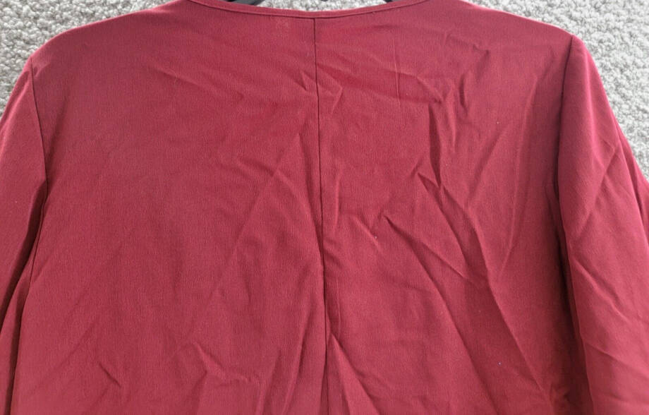 NY Collection Keyhole Cape Blouse Women's S Pomegranate Scoop Neck Pullover L/S