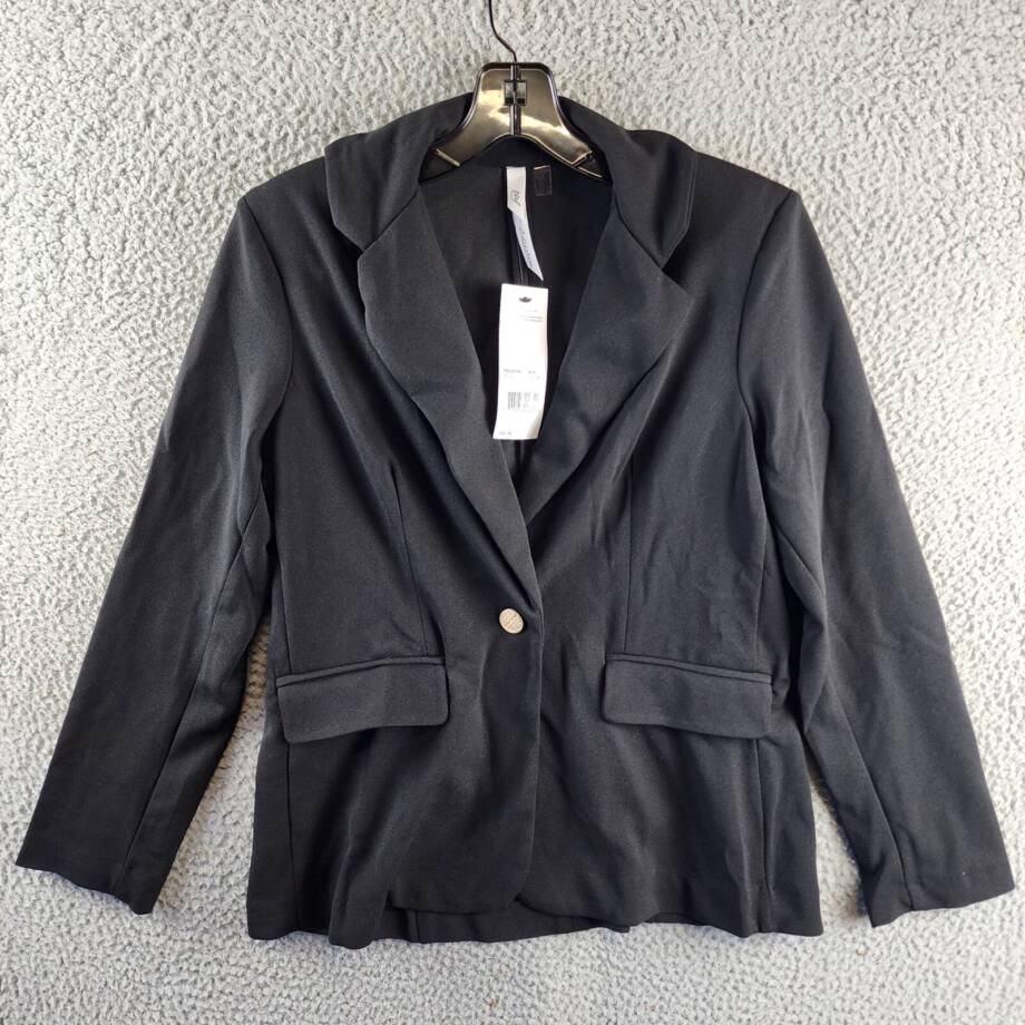 NY Collection Petite Long Sleeve Scuba Crepe Blazer Jacket Women's PL Black L/S