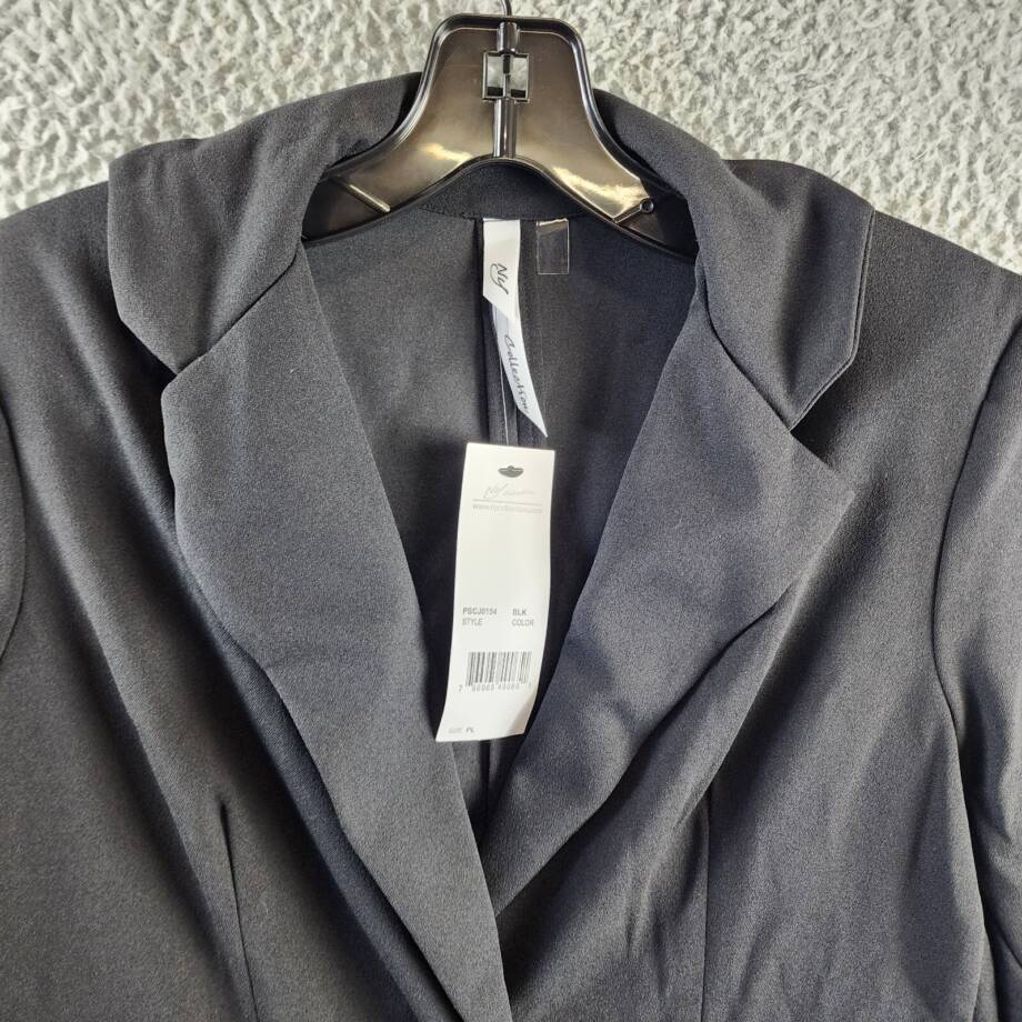 NY Collection Petite Long Sleeve Scuba Crepe Blazer Jacket Women's PL Black L/S