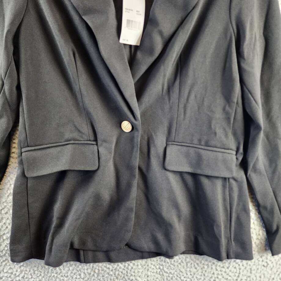 NY Collection Petite Long Sleeve Scuba Crepe Blazer Jacket Women's PL Black L/S