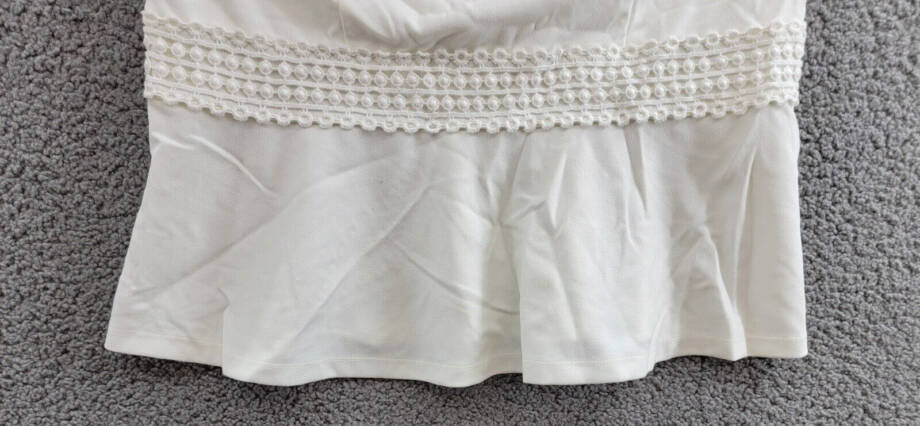 Thalia Sodi Eyelet-Trim Peplum Top Women's L Bright White Solid Halter Pullover
