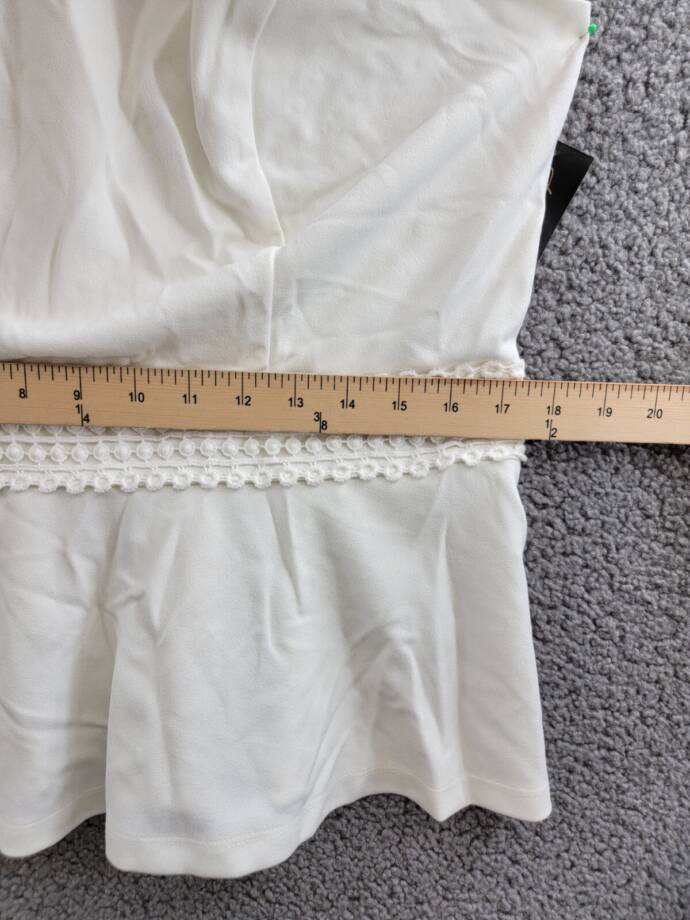 Thalia Sodi Eyelet-Trim Peplum Top Women's L Bright White Solid Halter Pullover