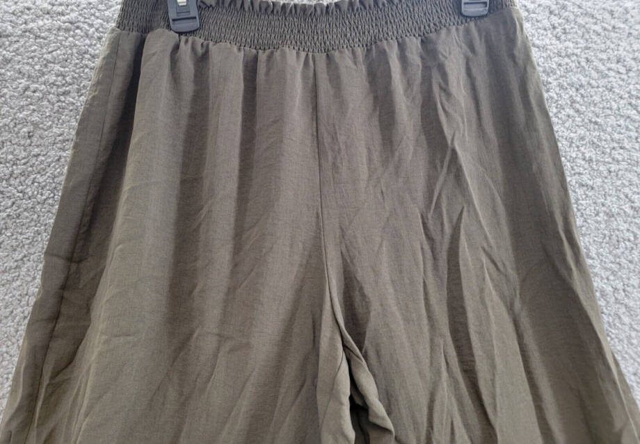 NY Collection Pull-On Culottes Pants Women's L Olive Wide Leg Elastic Waist
