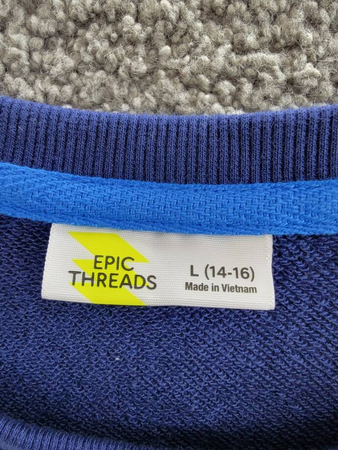 Epic Threads French Terry Dress Girls L (14-16) Medieval Blue Drawstring Waist