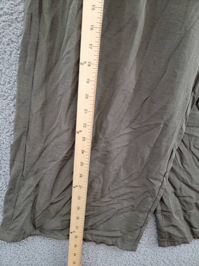 NY Collection Pull-On Culottes Pants Women's L Olive Wide Leg Elastic Waist