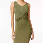 SHIFT Twist-Front Bodycon Juniors' XL Olive Green Scoop Neck Sleeveless Pullover