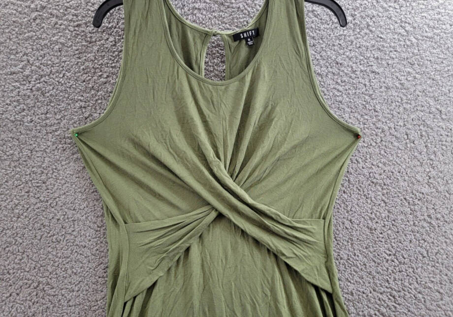SHIFT Twist-Front Bodycon Juniors' XL Olive Green Scoop Neck Sleeveless Pullover