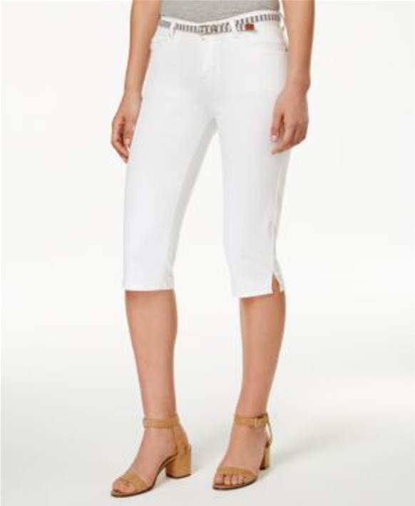 Lee Platinum Label Mid Rise Flat Front Skimmers Women's 8M White Pockets Zip