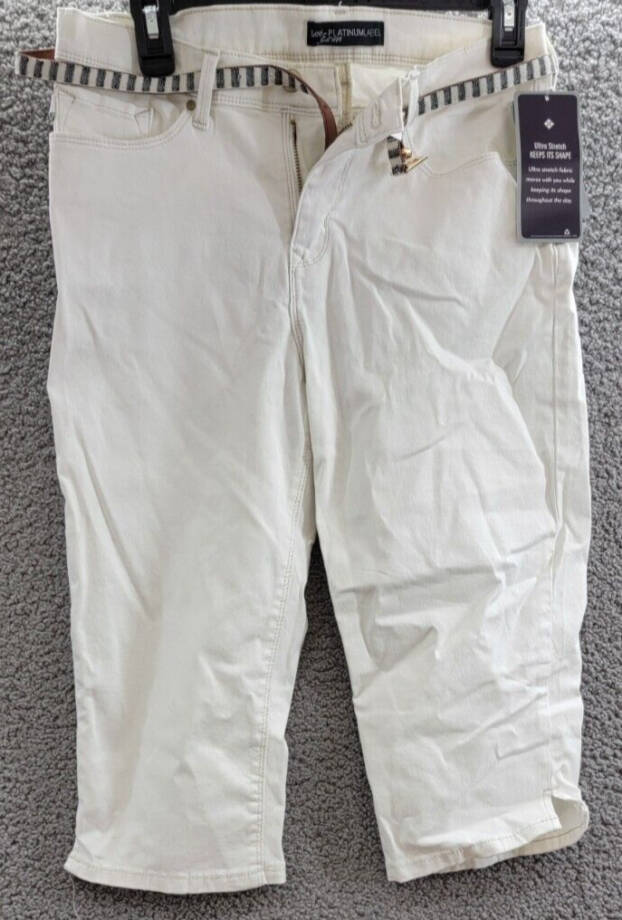 Lee Platinum Label Mid Rise Flat Front Skimmers Women's 8M White Pockets Zip