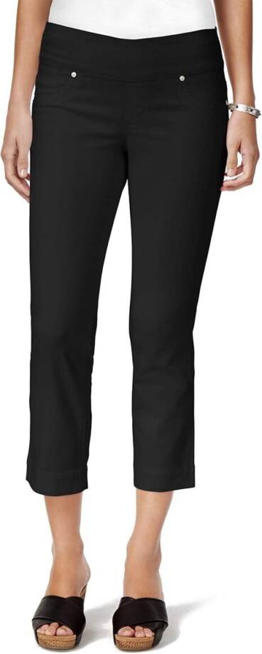 Style & Co Pull-on Capri Jeans Women's M Deep Black Straight Leg Stretch Denim