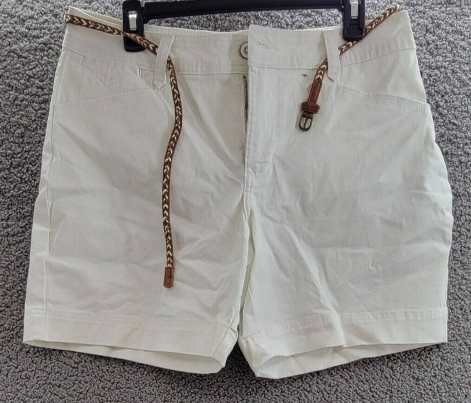 Lee Platinum Label Petite Georgia Belted Shorts Women's 12P White Zip & Button