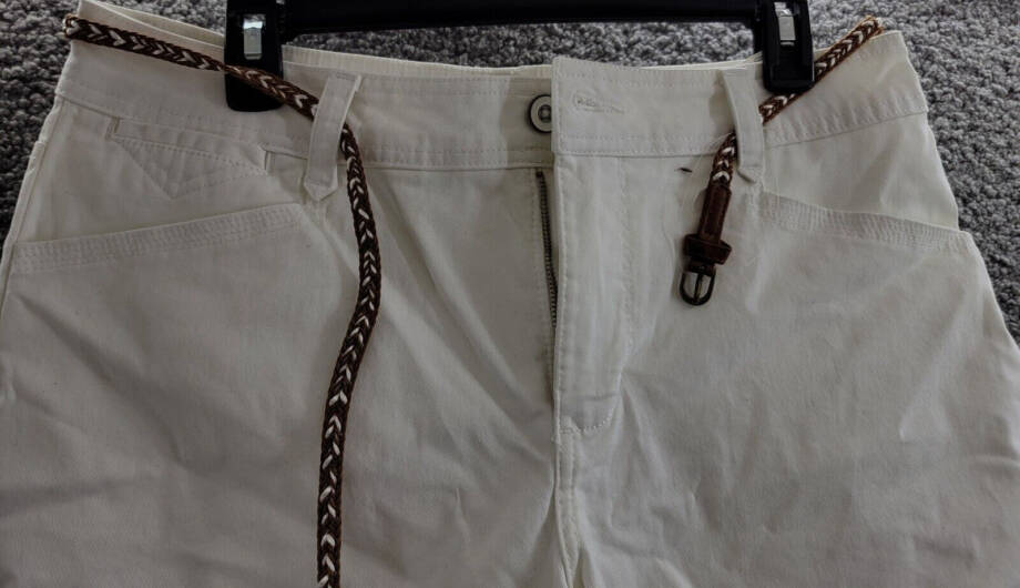 Lee Platinum Label Petite Georgia Belted Shorts Women's 12P White Zip & Button