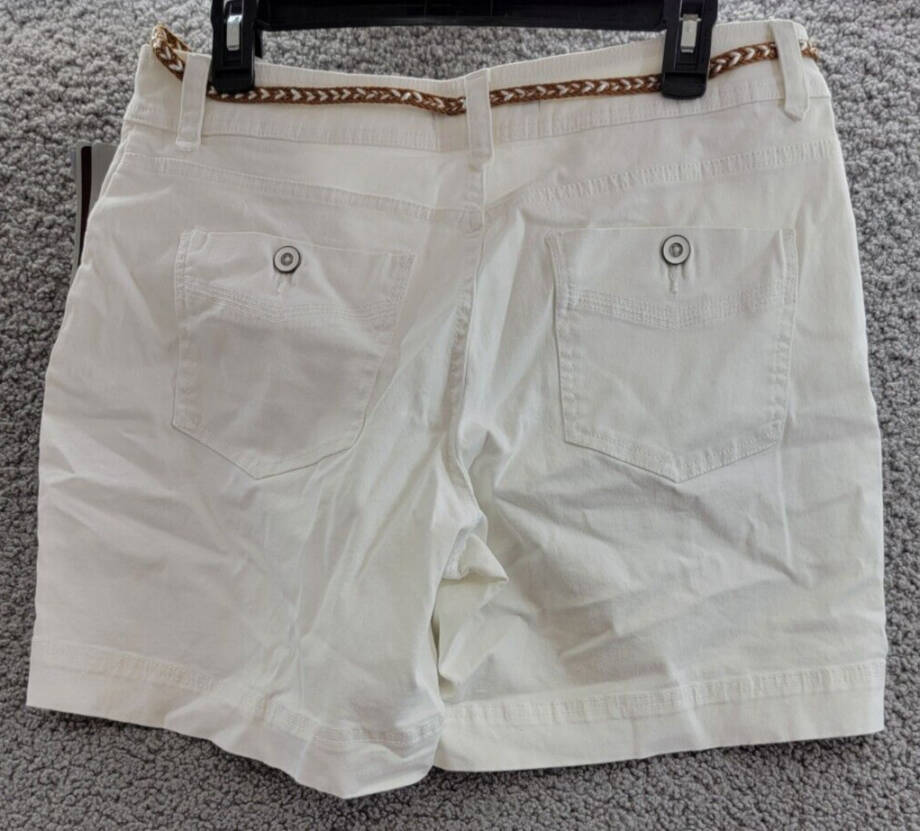 Lee Platinum Label Petite Georgia Belted Shorts Women's 12P White Zip & Button