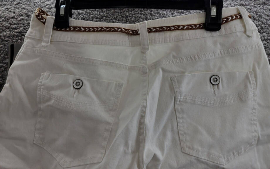 Lee Platinum Label Petite Georgia Belted Shorts Women's 12P White Zip & Button