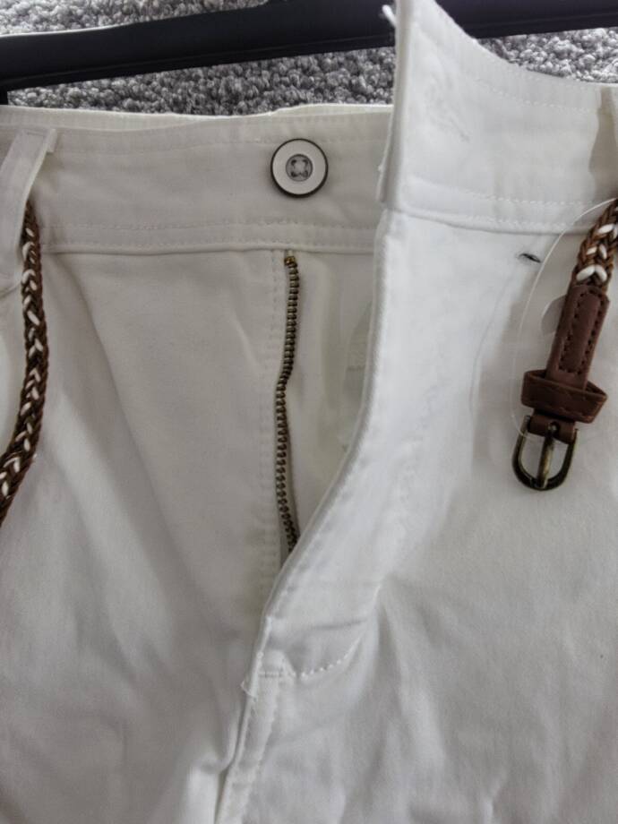Lee Platinum Label Petite Georgia Belted Shorts Women's 12P White Zip & Button