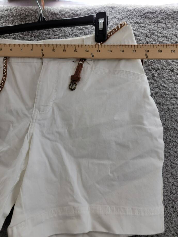 Lee Platinum Label Petite Georgia Belted Shorts Women's 12P White Zip & Button
