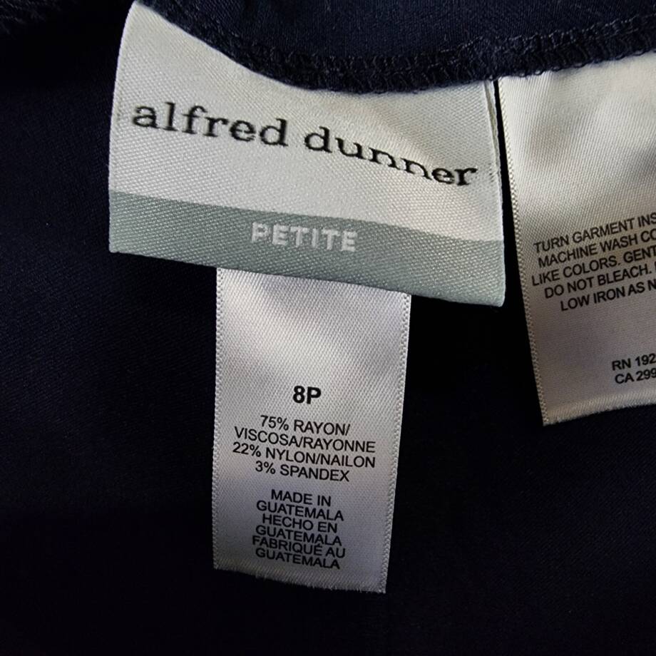 Alfred Dunner Petite Allure Proportioned Pants Women's 8P Navy Elastic Waist
