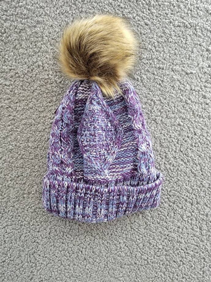 Angela & William Faux Fur Pom Beanie With Fleece Lining Women OS Multi Lavender
