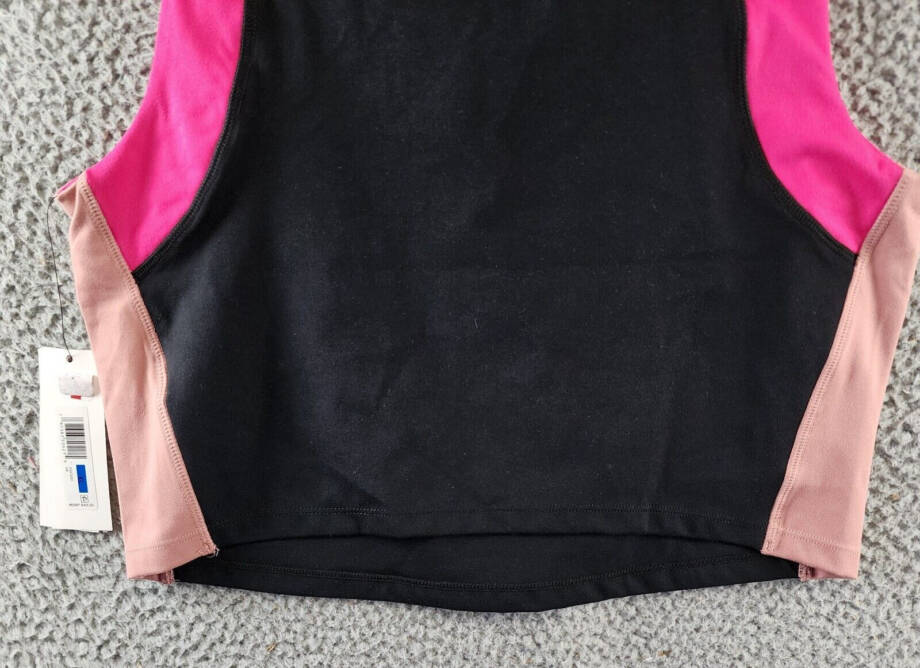 Calvin Klein Contrast-Trim Cropped Top Womens XL Black Multi Pullover Sleeveless