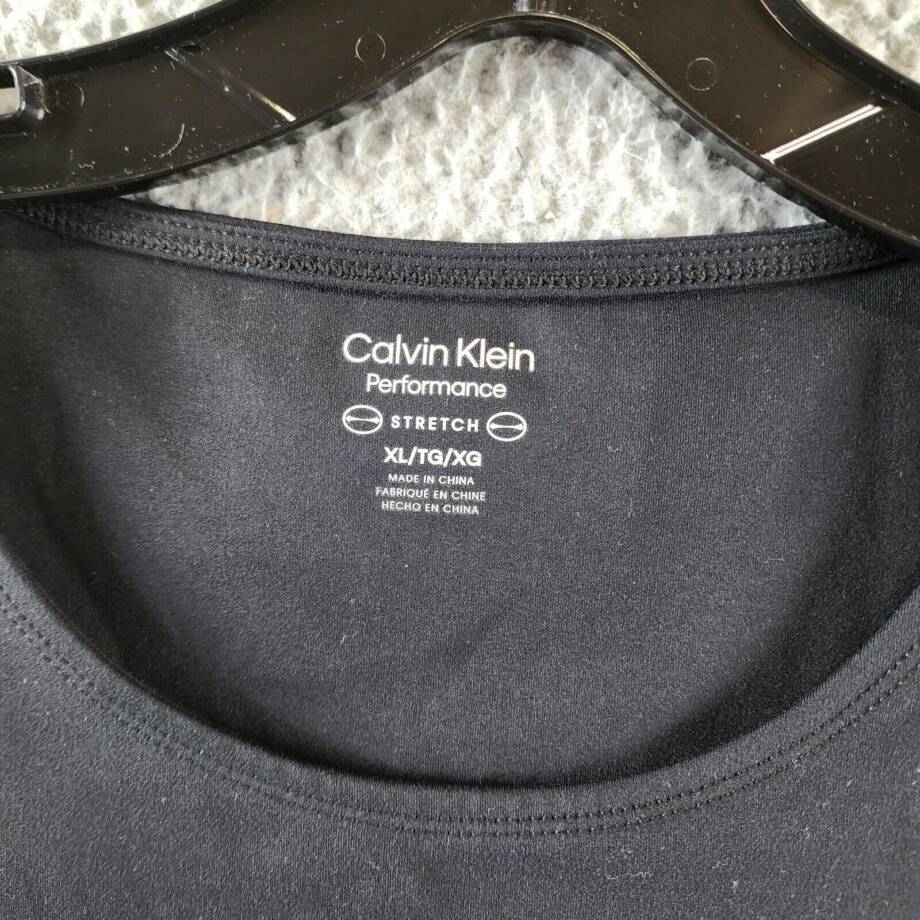Calvin Klein Contrast-Trim Cropped Top Womens XL Black Multi Pullover Sleeveless