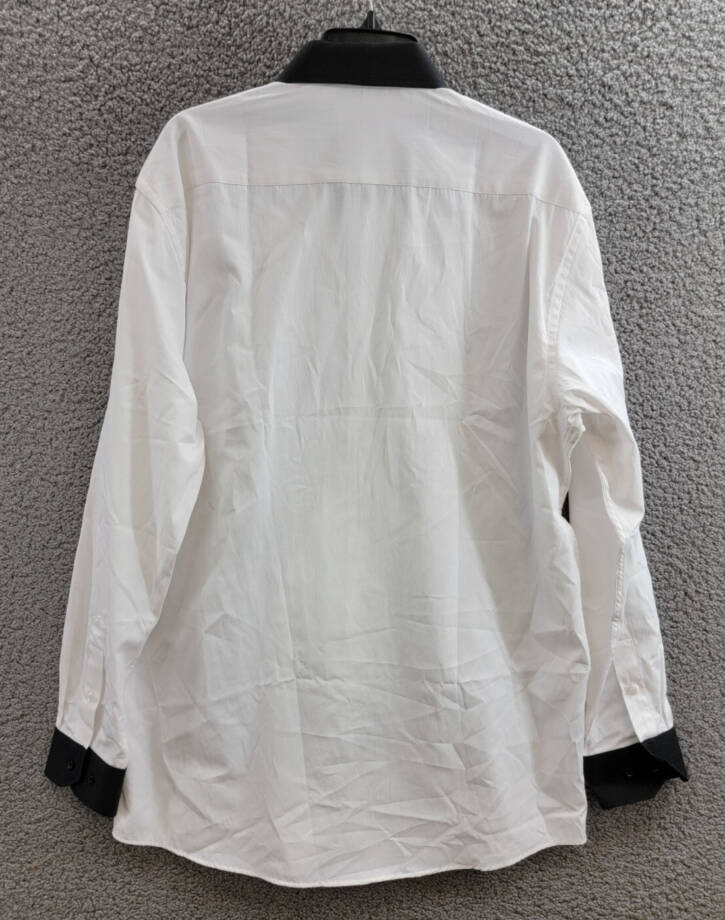 Tayion Collection Slim-Fit Solid Dress Shirt Mens XL (17-17.5) 36/37 Black/White