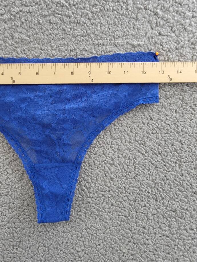 Natori Bliss Allure Lace Thong Women's One Size Indigo Floral Elastic Waist