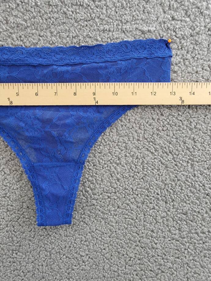 Natori Bliss Allure Lace Thong Women's One Size Indigo Floral Elastic Waist