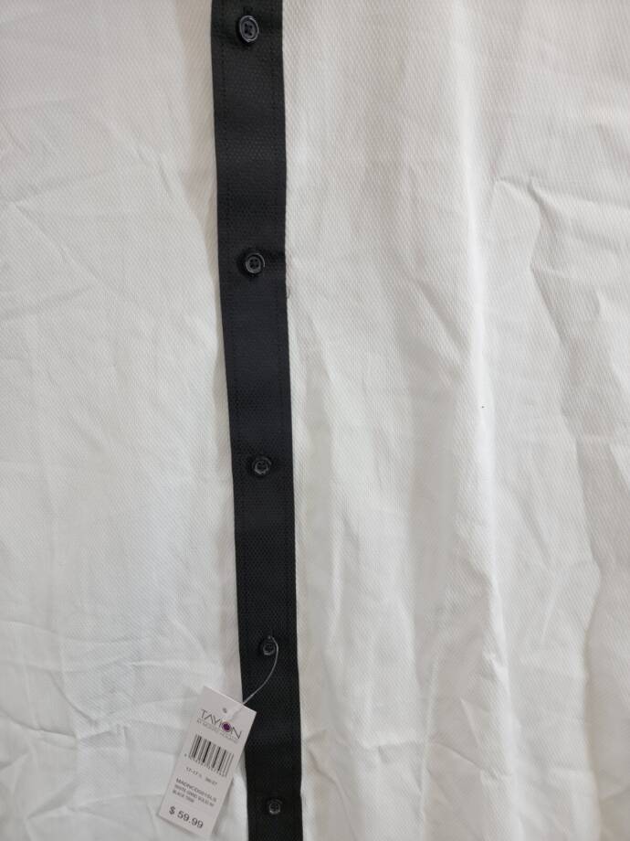 Tayion Collection Slim-Fit Solid Dress Shirt Mens XL (17-17.5) 36/37 Black/White