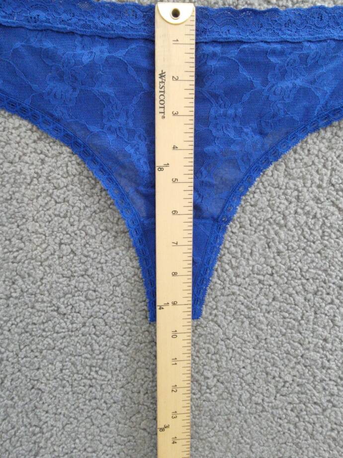 Natori Bliss Allure Lace Thong Women's One Size Indigo Floral Elastic Waist