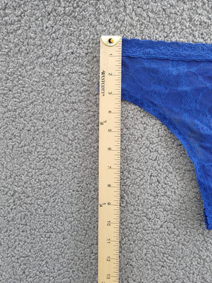 Natori Bliss Allure Lace Thong Women's One Size Indigo Floral Elastic Waist