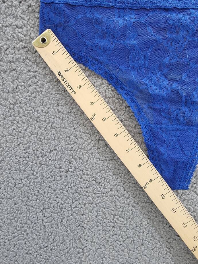 Natori Bliss Allure Lace Thong Women's One Size Indigo Floral Elastic Waist