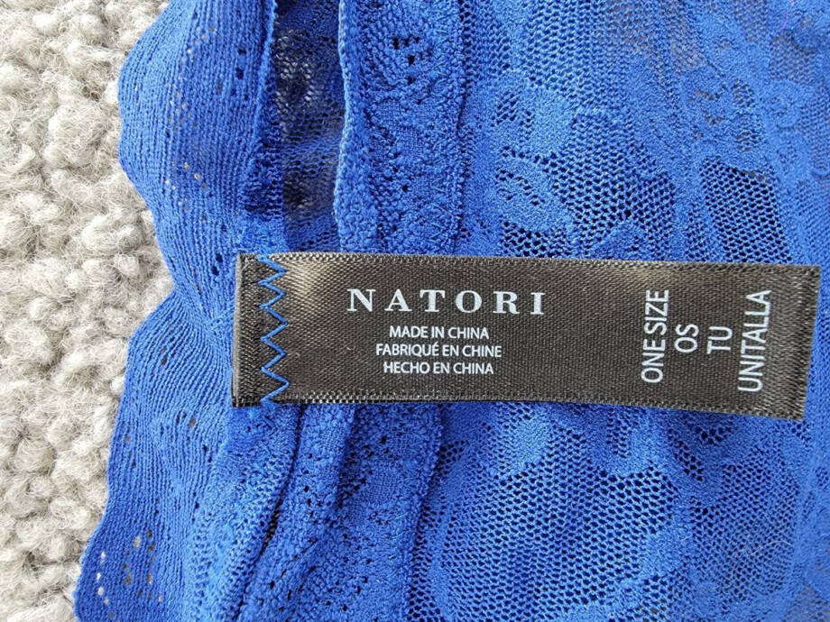 Natori Bliss Allure Lace Thong Women's One Size Indigo Floral Elastic Waist