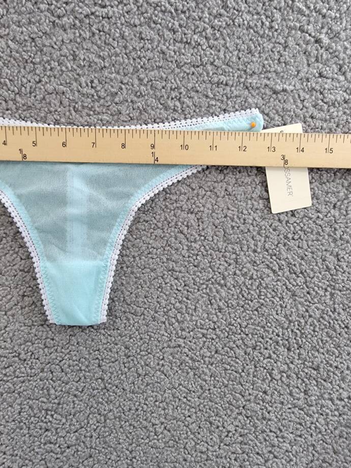 On Gossamer Mesh Hip G-String Women's S/M Pastel Turquoise Sheer Elastic Waist
