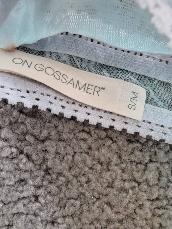On Gossamer Mesh Hip G-String Women's S/M Pastel Turquoise Sheer Elastic Waist