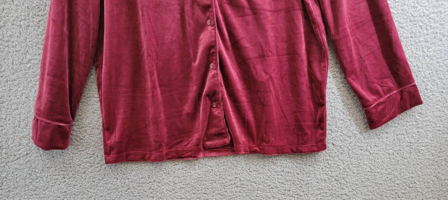 INC International Concepts Velour Notch Collar Pajama Shirt Women's XL Wine L/S