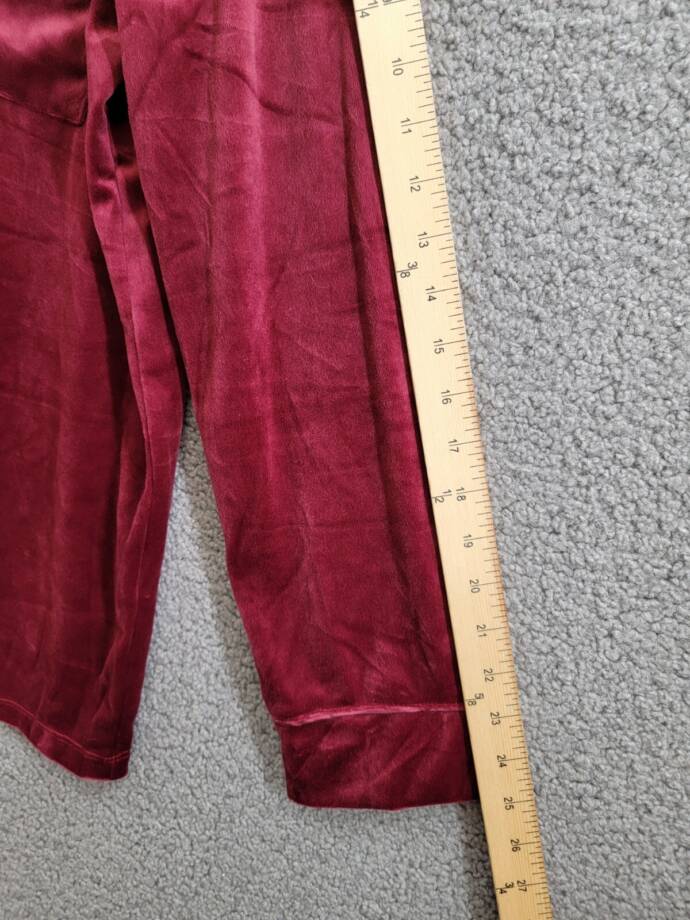 INC International Concepts Velour Notch Collar Pajama Shirt Women's XL Wine L/S