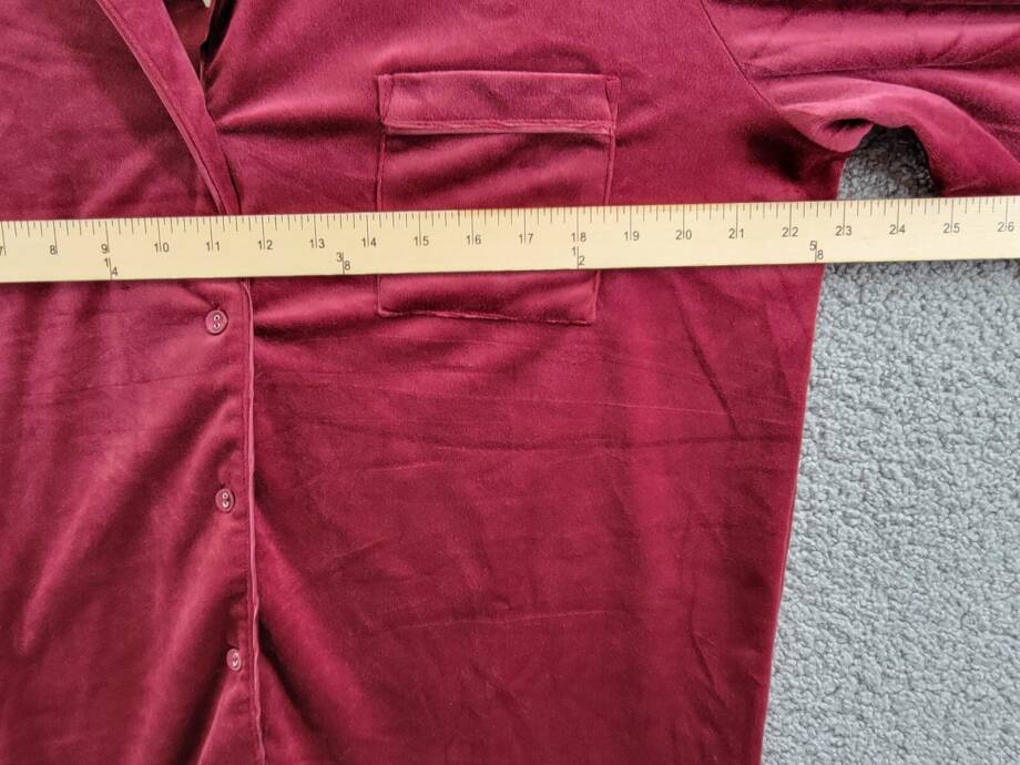 INC International Concepts Velour Notch Collar Pajama Shirt Women's XL Wine L/S