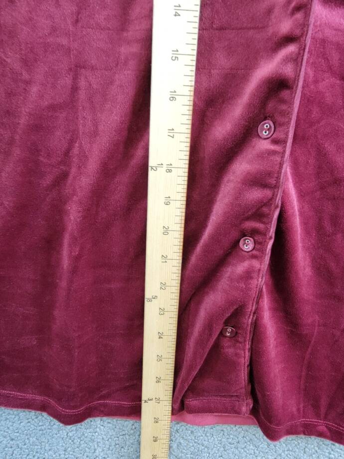INC International Concepts Velour Notch Collar Pajama Shirt Women's XL Wine L/S