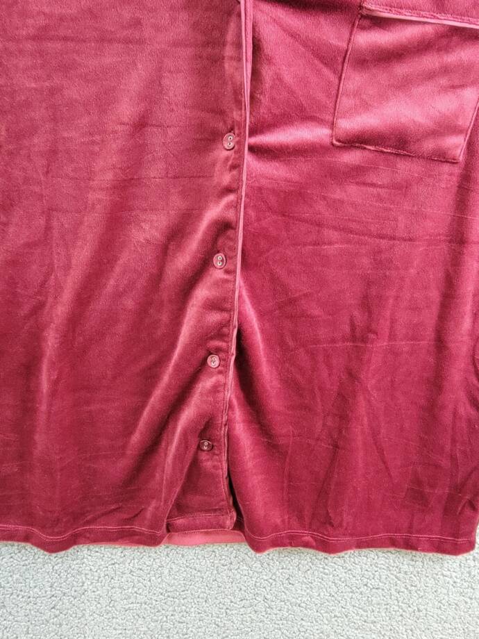 INC International Concepts Velour Notch Collar Pajama Shirt Women's XL Wine L/S