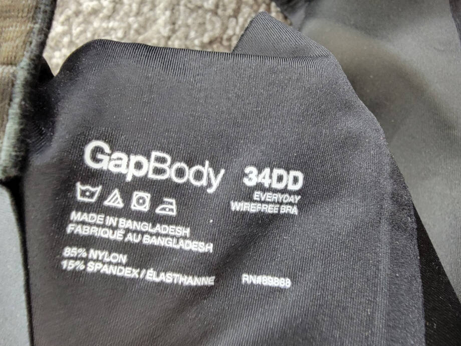 GapBody Everyday Essentials Wireless Bra Women's 34DD Black Hook & Eye Back