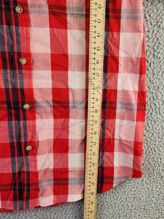 Columbia Rapid Rivers Short Sleeve Shirt Men's S Mountain Red Multi Plaid Button