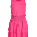 Epic Threads Solid Smocked Dress Girls' L Pink Lightening Round Neck Sleeveless