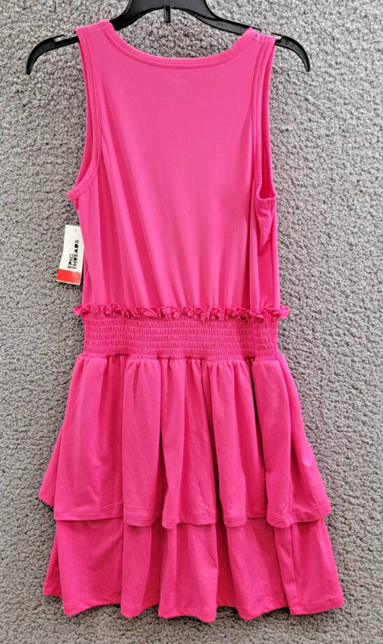 Epic Threads Solid Smocked Dress Girls' L Pink Lightening Round Neck Sleeveless