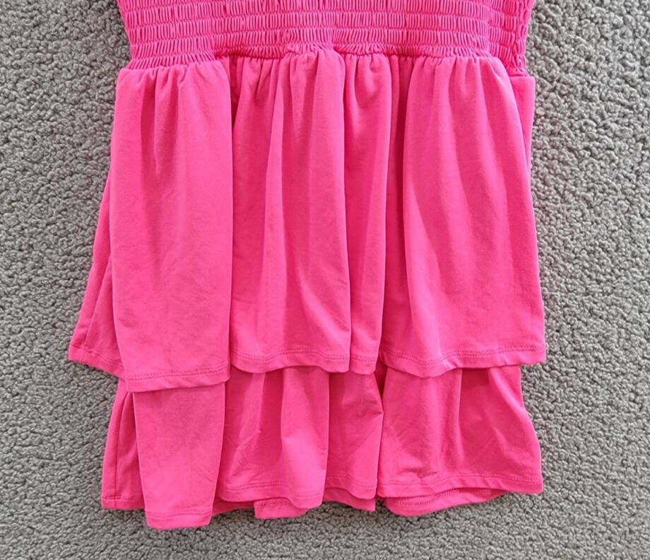 Epic Threads Solid Smocked Dress Girls' L Pink Lightening Round Neck Sleeveless