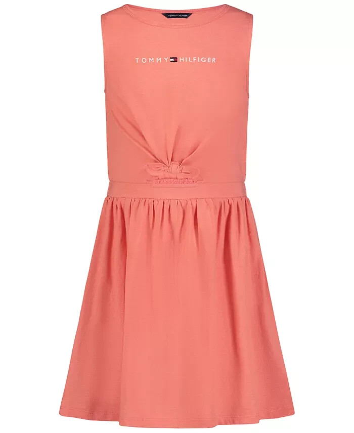 Tommy Hilfiger Embroidered-Logo Sleeveless Dress Big Girls XL/16 Peach Dusk