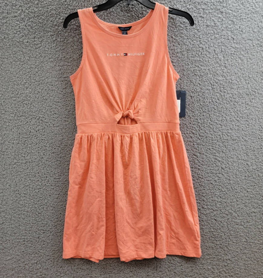 Tommy Hilfiger Embroidered-Logo Sleeveless Dress Big Girls XL/16 Peach Dusk