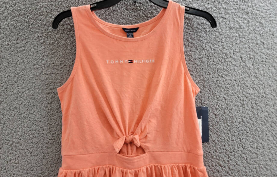 Tommy Hilfiger Embroidered-Logo Sleeveless Dress Big Girls XL/16 Peach Dusk