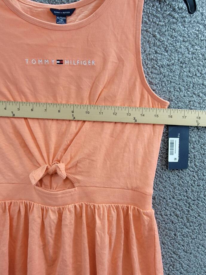 Tommy Hilfiger Embroidered-Logo Sleeveless Dress Big Girls XL/16 Peach Dusk