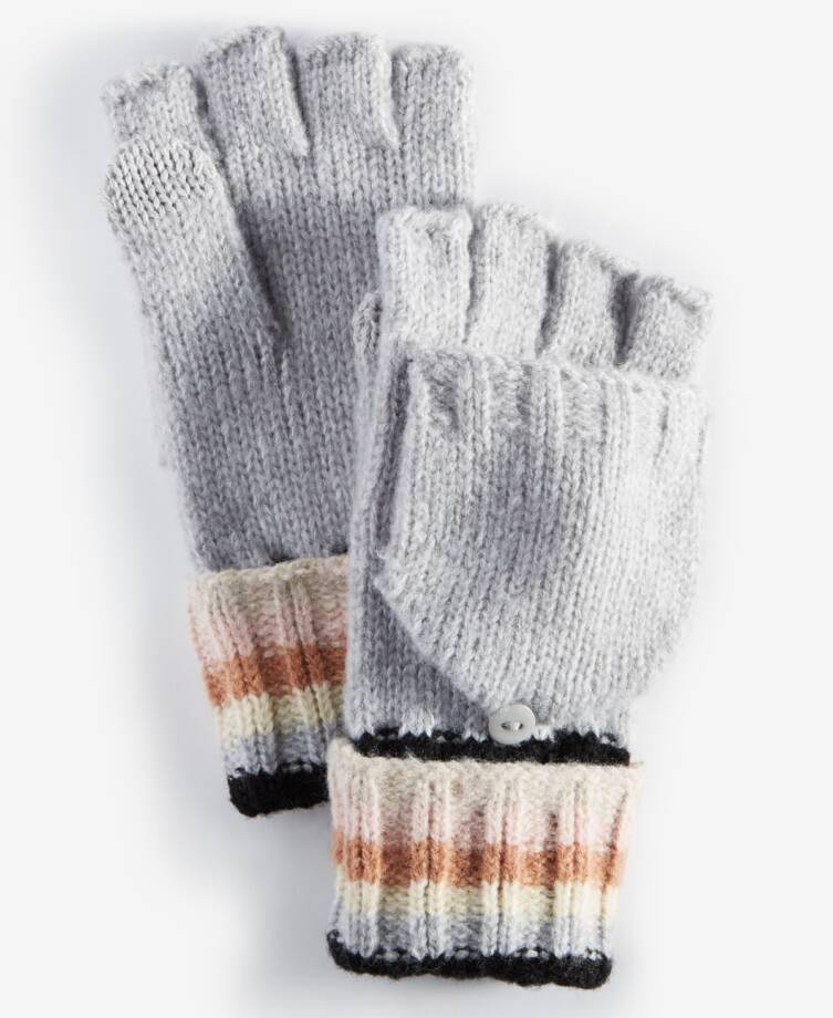 On 34th Striped Ribbed Pop Top Gloves Women's One Size Neutral